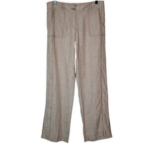 Tommy Bahama Linen Straight Leg Mid Rise Relaxed Tan Pants Relaxed 8 Resort